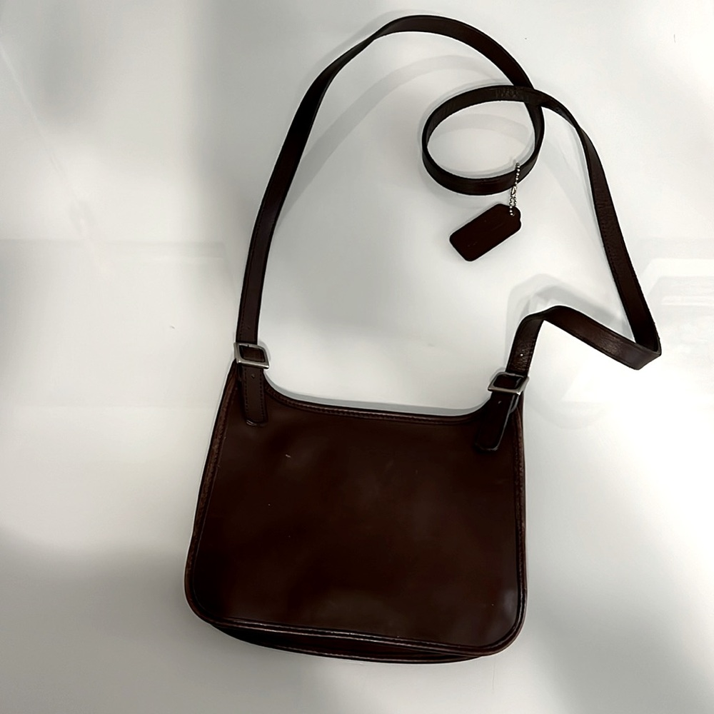 Vintage Coach 9142 Saddle Flap Hippie Shoulder bag Crossbody Purse brown leather